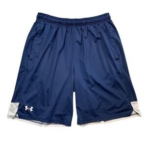 Under Armour Shorts Mens L Large Navy Loose Raid Elastic Waist Basketball Gym